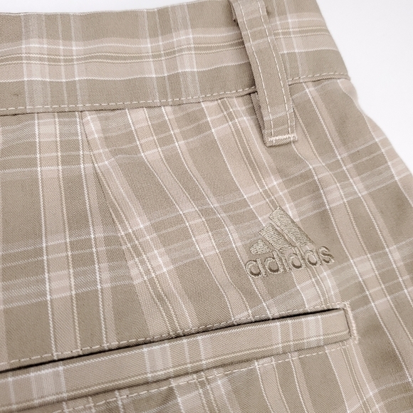 New Adidas Tan Plaid Men's Golf Shorts w32 - Picture 8 of 11